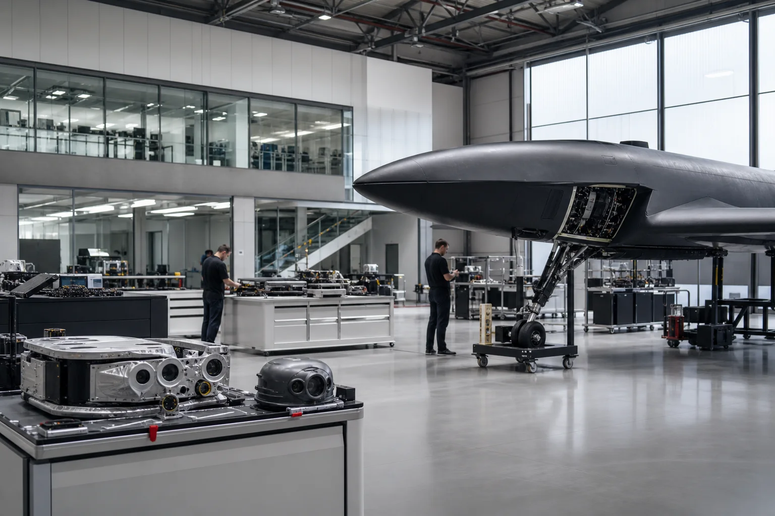 Aircraft and sensor integration inside the company aerospace facility.